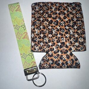 Leopard Koozie and Neon Keychain Holder